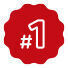 Un symbole de numéro rouge avec texte blanc, indiquant le chiffre un avec une forme ronde brillante.